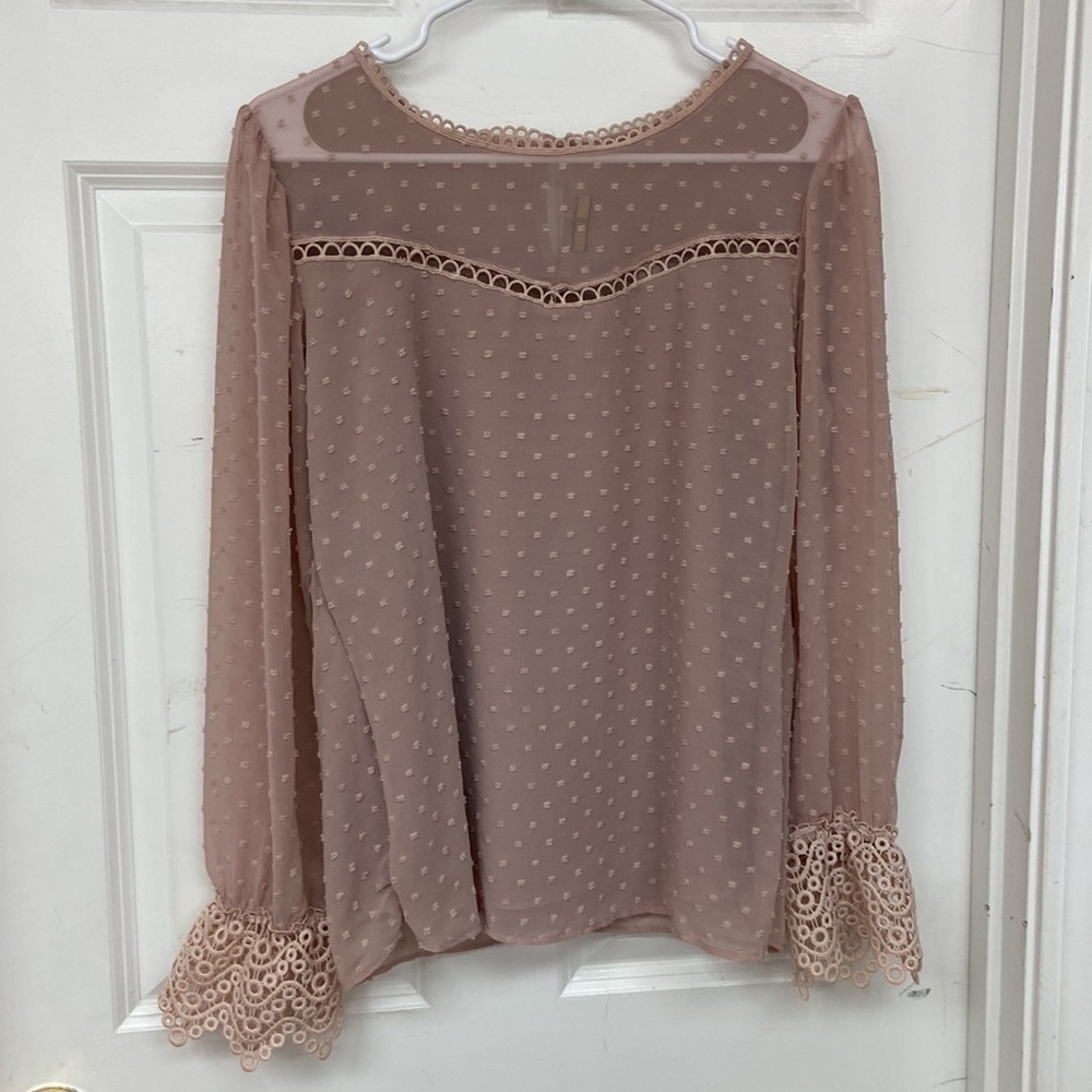 GAB brand layered sheer rosé blush blouse NO SIZE TAG —my GUESS IS L/XL